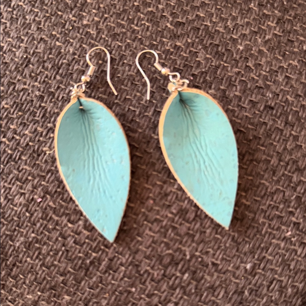 Elegant Teal Leaf Earrings